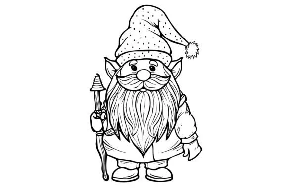 Christmas Gnome Coloring Page