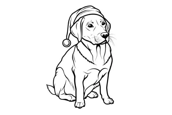 Cute Christmas Dog Coloring Page for Kid