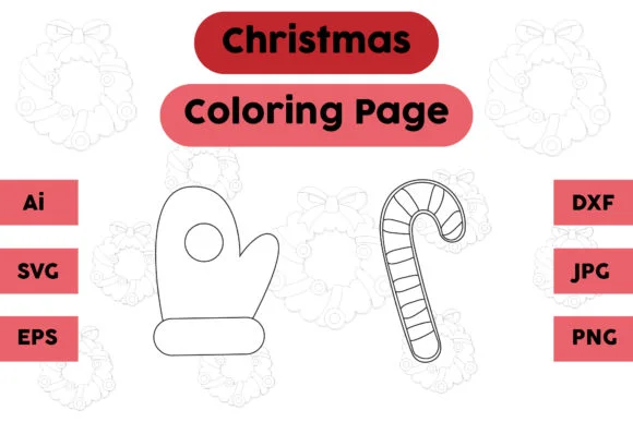 Christmas Coloring Page Glove Candy Set