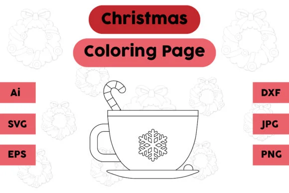 Christmas Coloring Page - Drink Cup 01