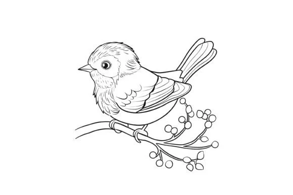 Cute Christmas Bird Coloring Page