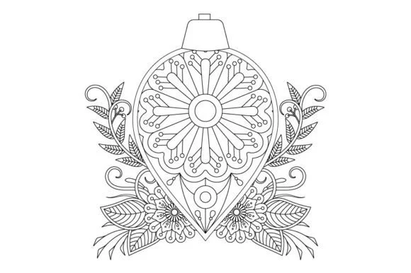 Christmas Ball Coloring Page with Floral