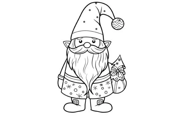 Christmas Gnome Coloring Page