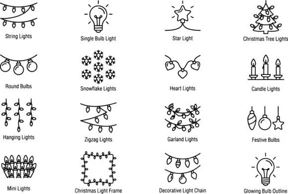 Christmas Lights & Festive Bulbs Outline