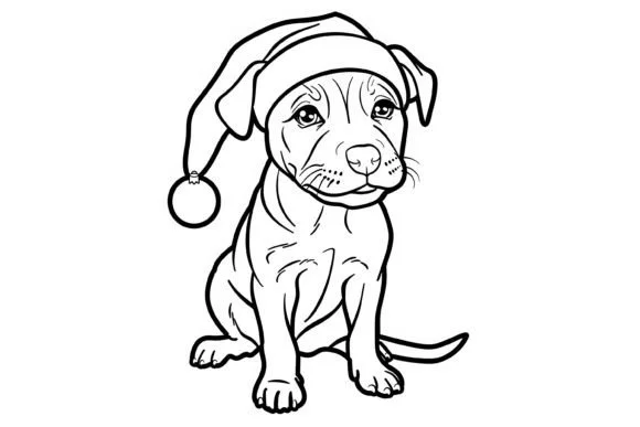 Niedliche Weihnachtshund-Malvorlage für Kinder