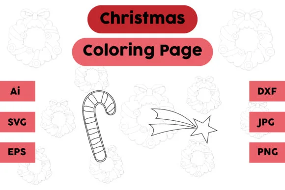 Christmas Coloring Page Candy Star Set 1