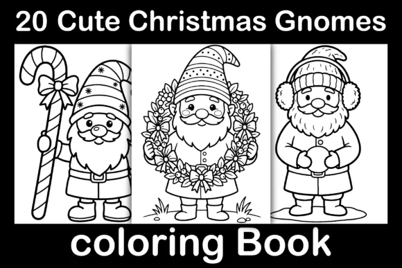 Cute Christmas Gnomes Coloring Book