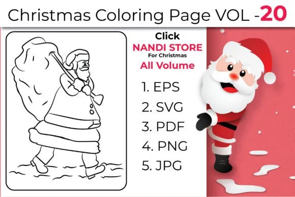 Christmas Kids Coloring Book Pages Vol20