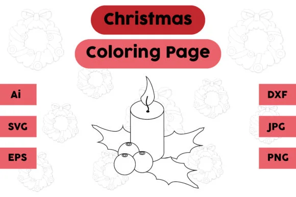 Christmas Coloring Page - Candle & Plum