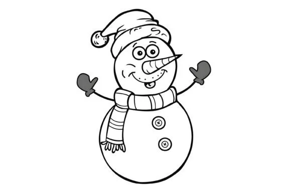 Christmas Snowman Kids Coloring Page