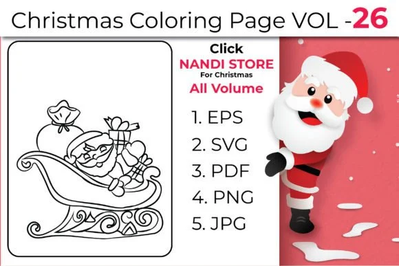 Christmas Kids Coloring Book Pages Vol26