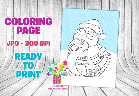 Christmas Santa Coloring Page #4