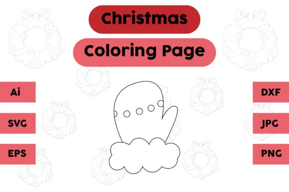 Christmas Coloring Page - Gloves 03