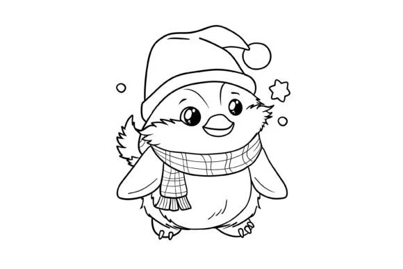 Cute Christmas Animal Kids Coloring Page