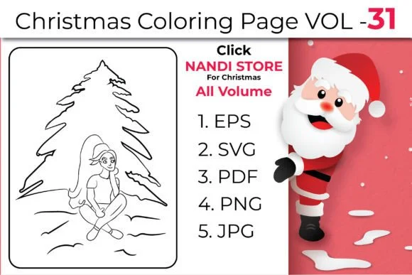 Christmas Kids Coloring Book Pages Vol31