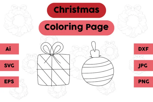 Christmas Coloring Page Decoration Set