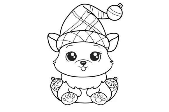 Cute Christmas Animal Kids Coloring Page