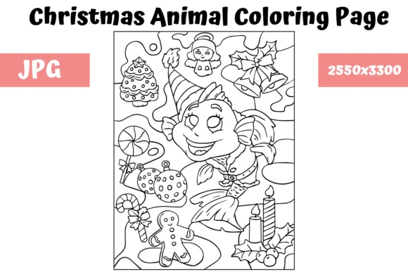 Christmas Animal Coloring Page 6