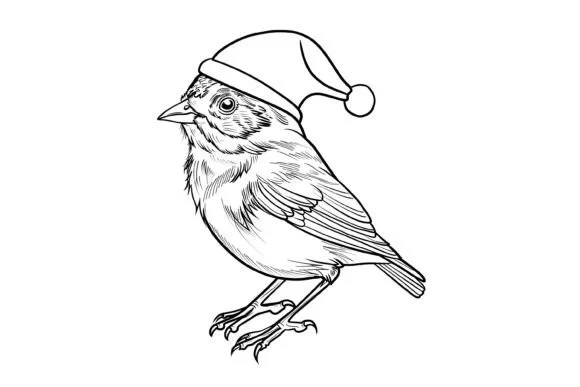 Cute Christmas Bird Coloring Page
