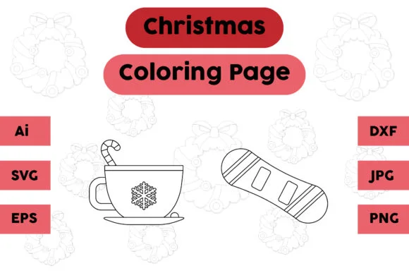 Christmas Coloring Page Cup Set