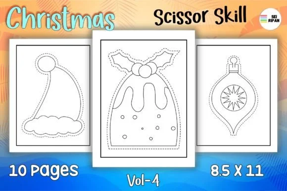 Christmas Scissor Skills Coloring Pag 04