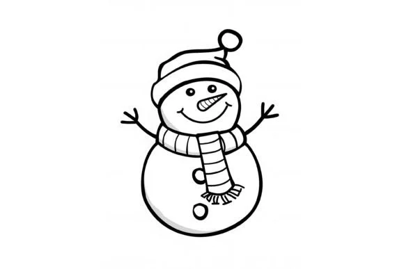 Christmas Snowman Kids Coloring Page
