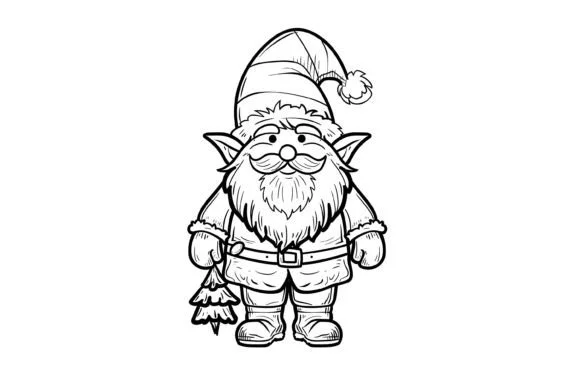 Christmas Gnome Coloring Page