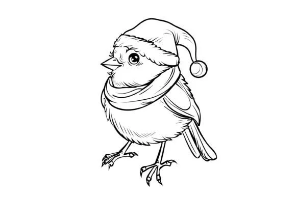 Cute Christmas Bird Coloring Page