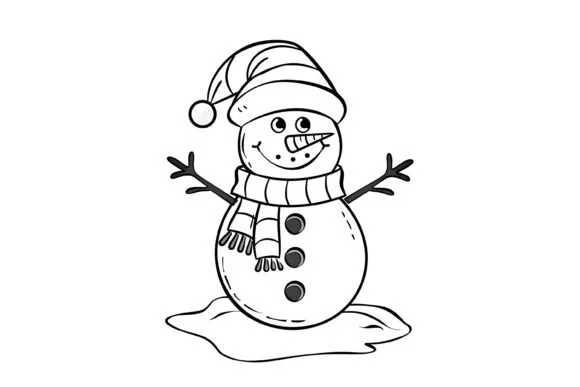 Christmas Snowman Kids Coloring Page