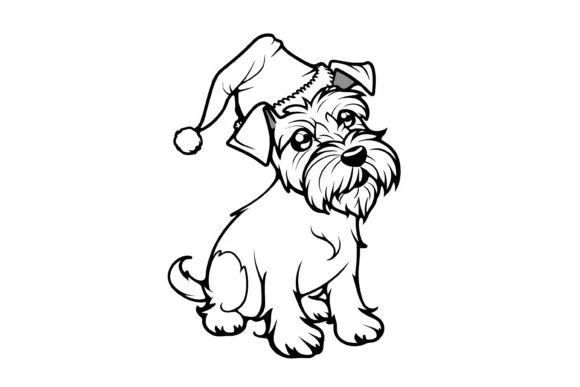Cute Christmas Dog Coloring Page for Kid