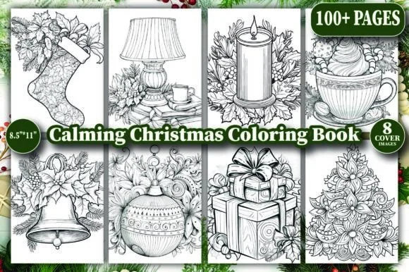 100 Calming Christmas Coloring Pages KDP