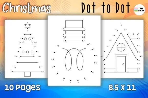 Christmas Dot to Dot Coloring Page 1
