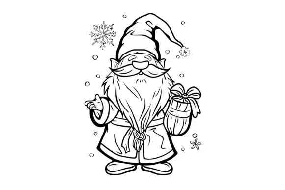 Christmas Gnome Coloring Page