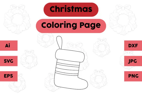 Christmas Coloring Page - Socks 10