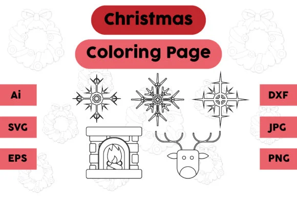 Christmas Coloring Page Snow Deer Set