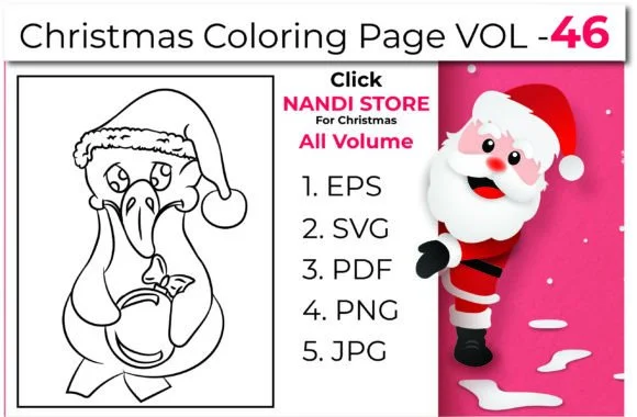 Christmas Kids Coloring Book Pages Vol46