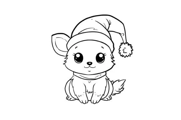 Cute Christmas Animal Kids Coloring Page