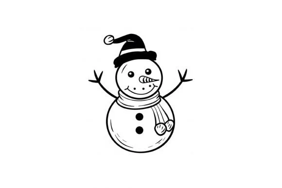 Christmas Snowman Kids Coloring Page