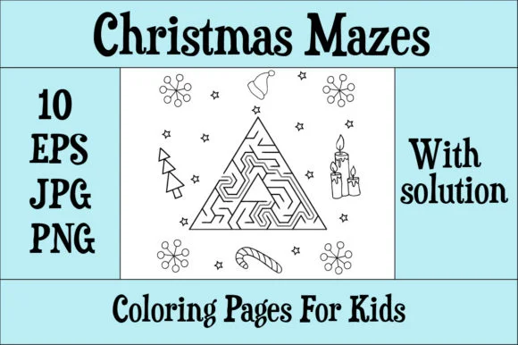 Christmas Mazes Coloring Page for Kids
