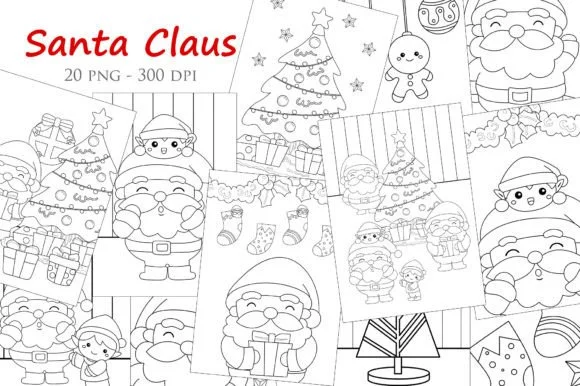 Cute Christmas Santa Claus Coloring Set
