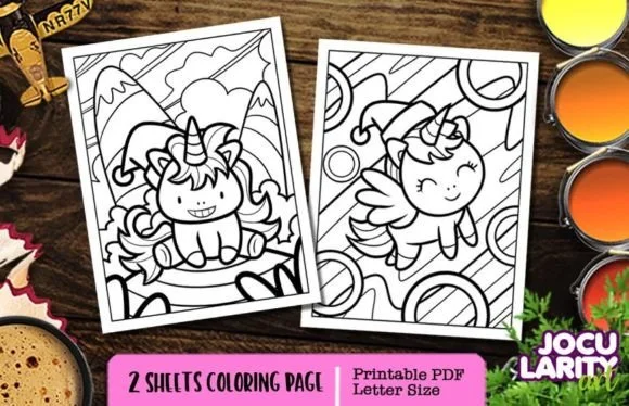 Cute Christmas Unicorn Coloring Pages