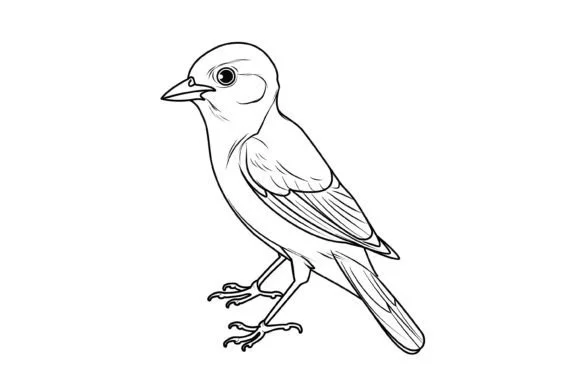 Cute Christmas Bird Coloring Page
