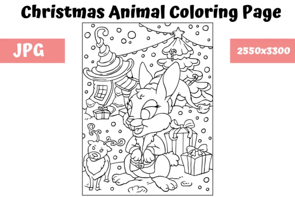 Christmas Animal Coloring Page 2