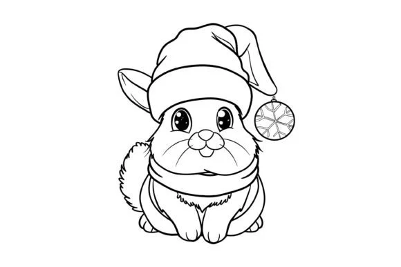 Cute Christmas Animal Kids Coloring Page
