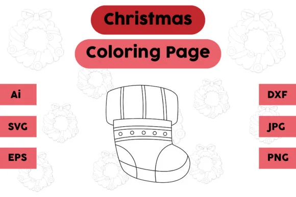 Christmas Coloring Page - Socks 09