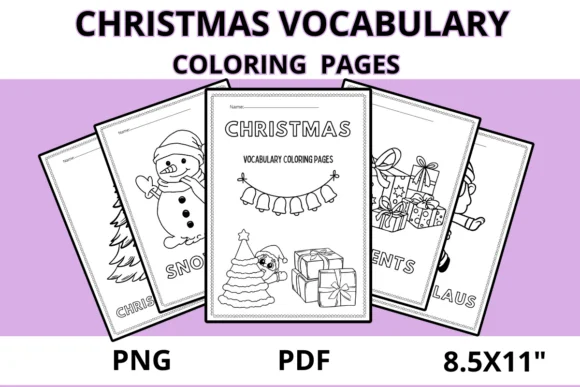 CHRISTMAS VOCABULARY COLORING PAGES