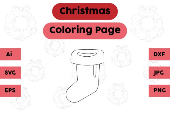 Christmas Coloring Page - Socks 04