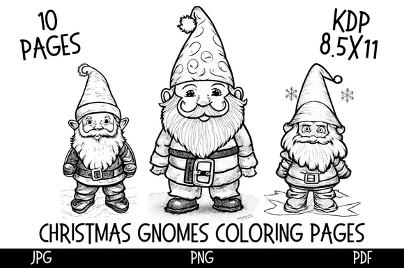 Christmas Gnomes Coloring Pages for Kids