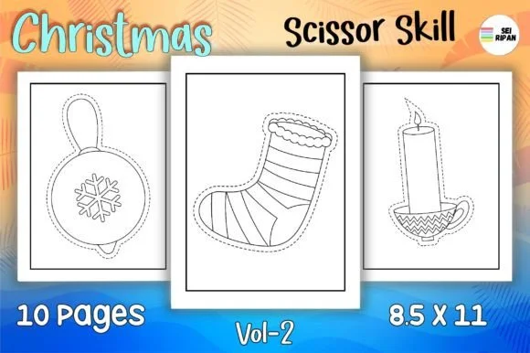 Christmas Scissor Skills Coloring Pag 02