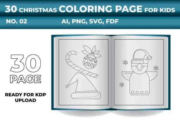 Christmas Kids Coloring Book Svg Bundle